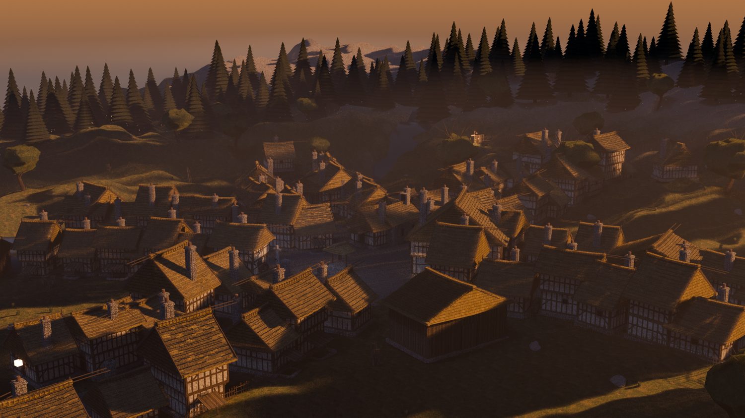 Thornhaven village at blue dusk